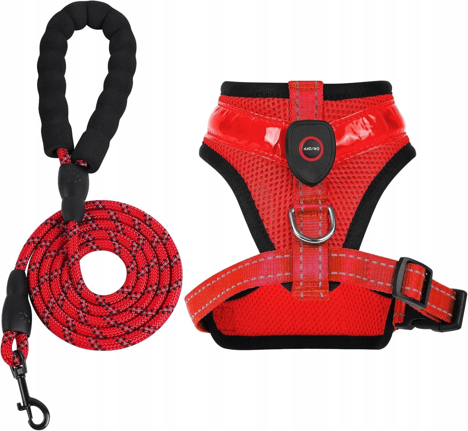 ILLUMINATED ADJUSTABLE HARNESS WITH LEASH 150CM FOR DOG RED SIZE XL Brand no brand