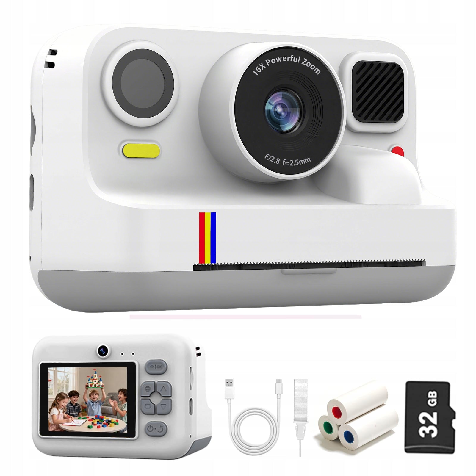 IMMEDIATE CAMERA PRINTER FOR CHILDREN WHITE