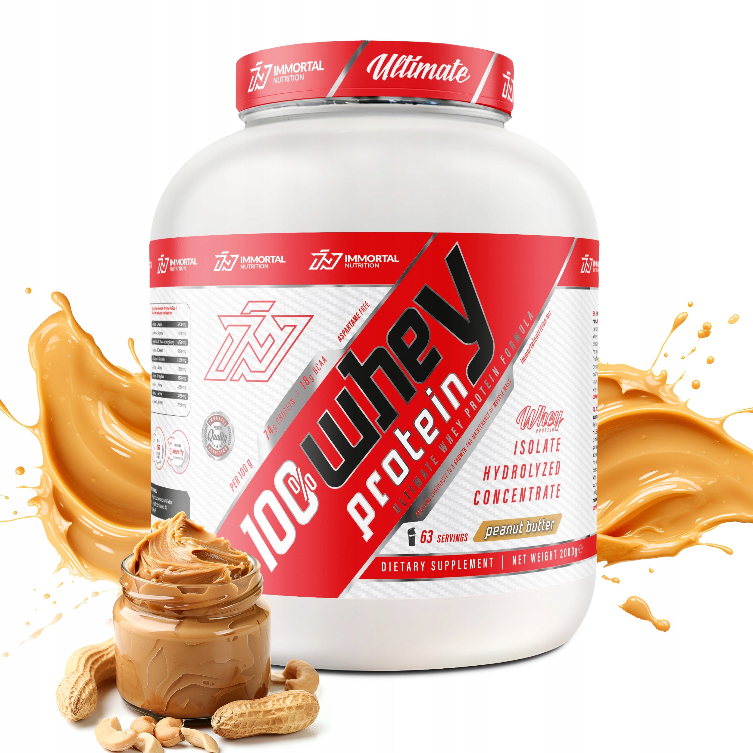 IMMORTAL 100% WHEY PROTEIN INSTANT 2000g PROTEIN WPC WPI WPH 100% WHEY