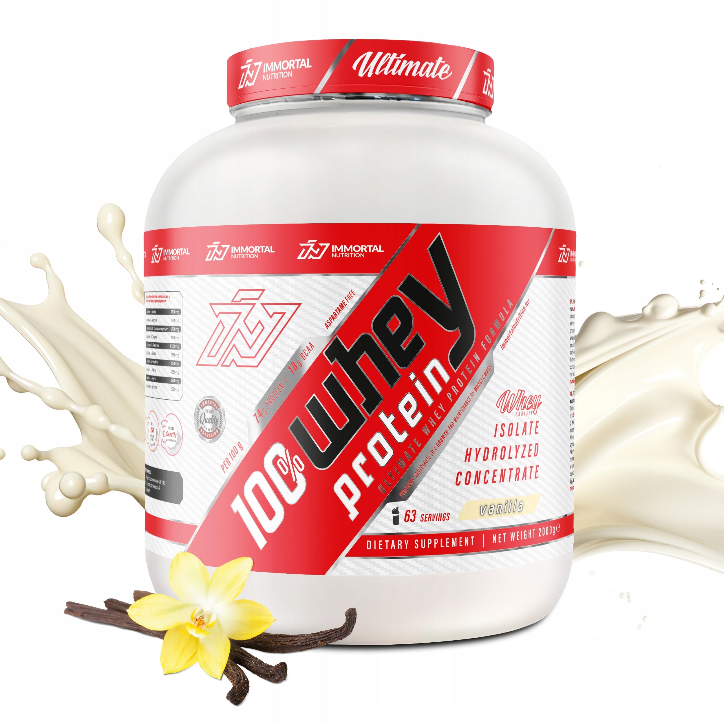 IMMORTAL 100% WHEY PROTEIN INSTANT 2000g PROTEIN WPC WPI WPH 100% WHEY