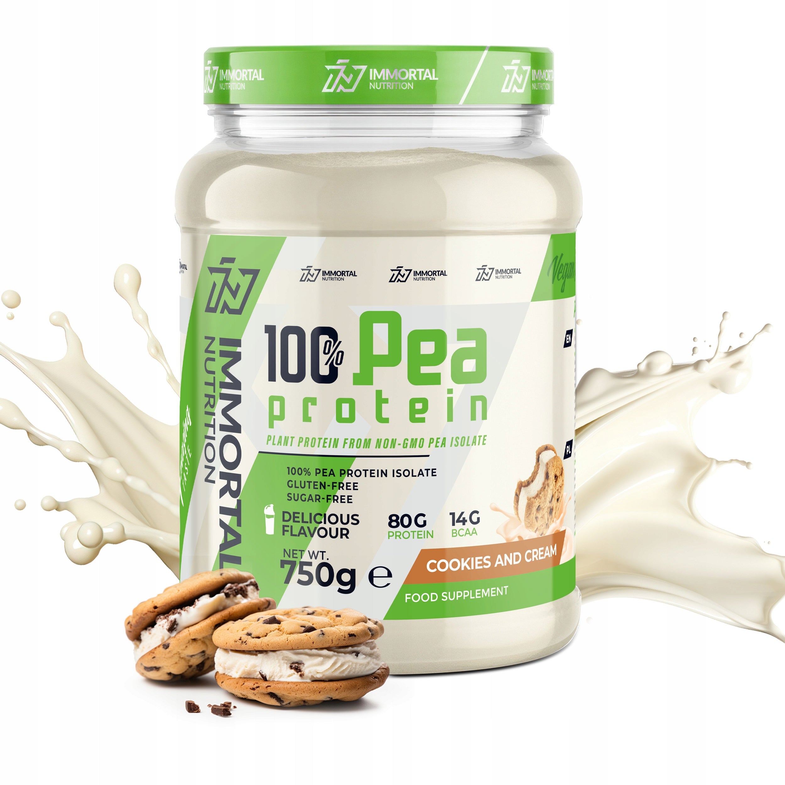 IMMORTAL PEA PROTEIN 750g PEA PROTEIN WHEY 100% VEGAN PROTEIN