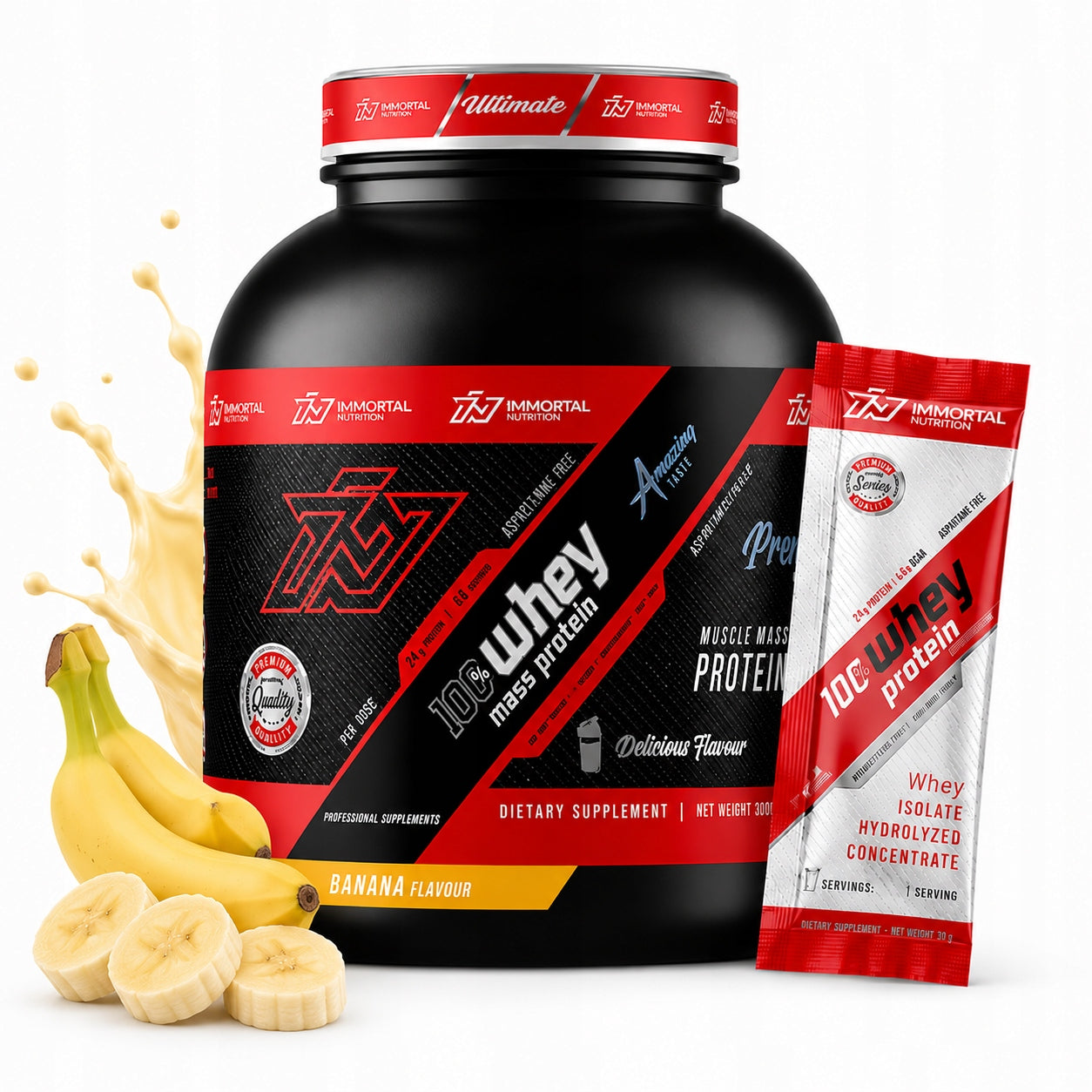 IMMORTAL WHEY MASS PROTEIN 3000G BANANA GAINER MASS GAJNER POWDER