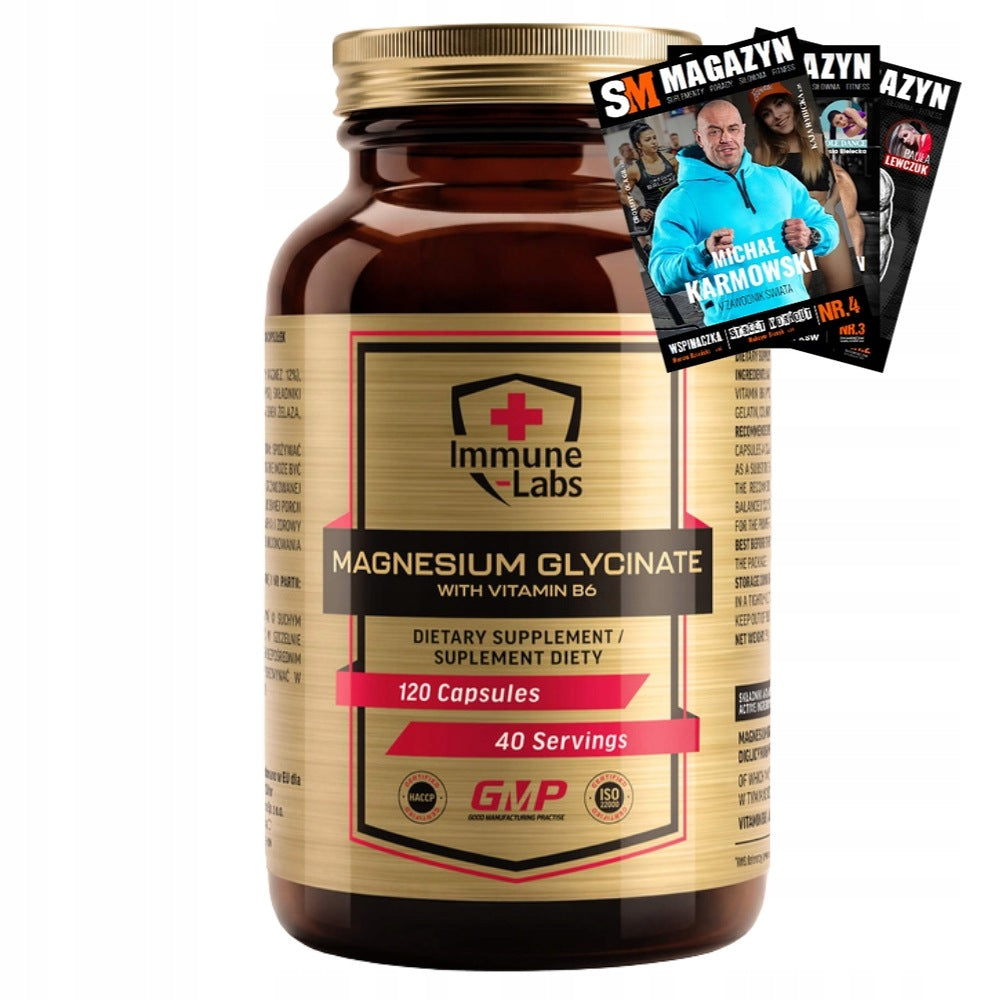 IMMUNE LABS MAGNESIUM GLYCINATE 555 mg + B6 120 kaps FOR NERVOUS SYSTEM STRESS
