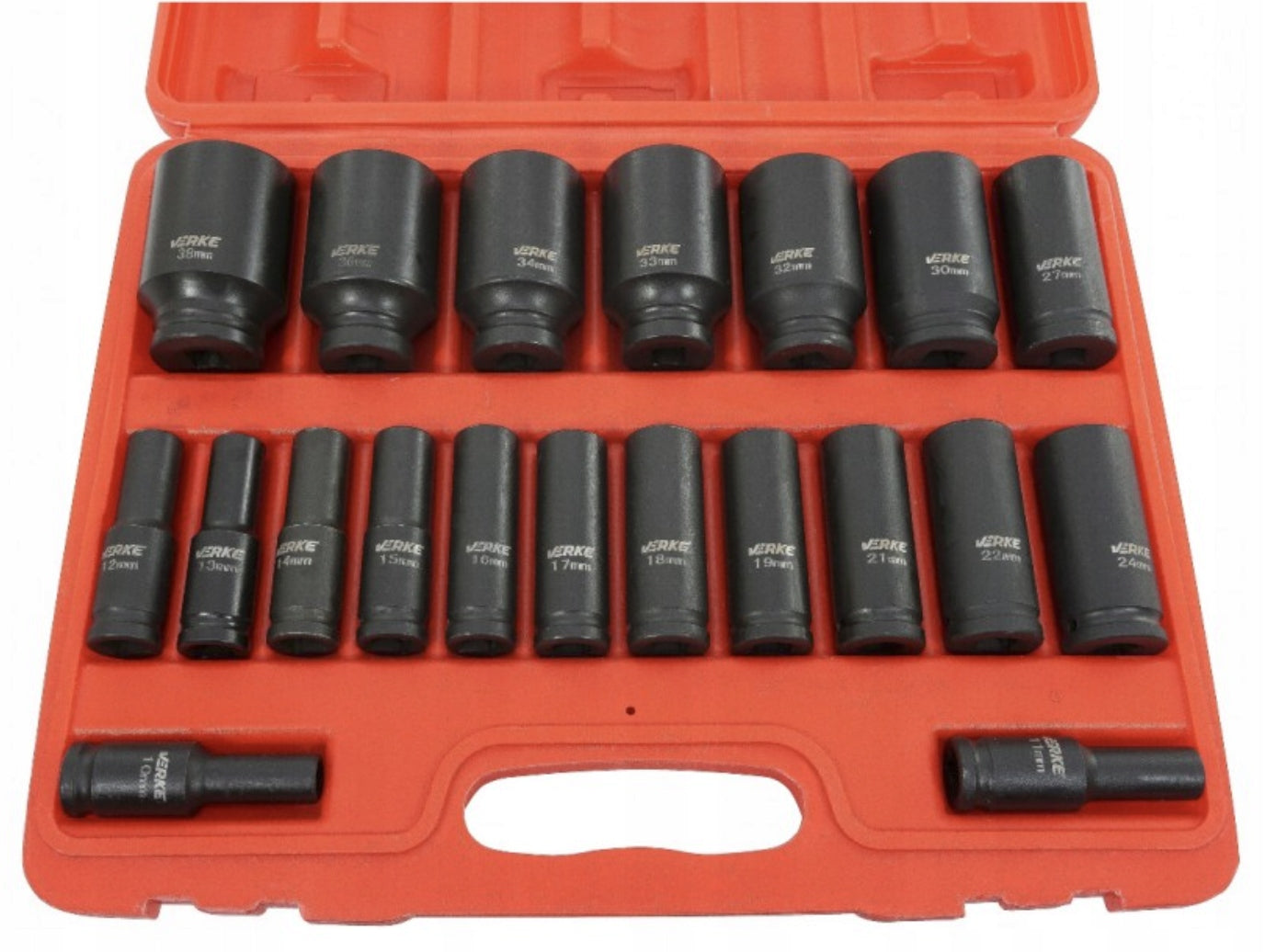 IMPACT CAP 1/2" 10-38 mm SET OF 20 pcs SUITCASE Brand Verke