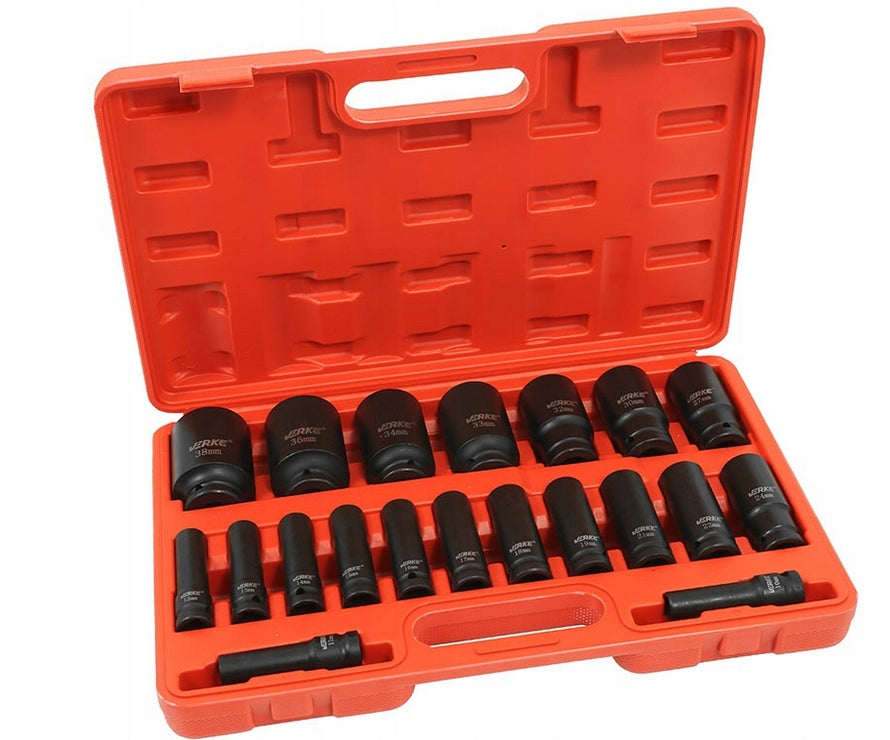 IMPACT CAPS 1/2 LONG SOCKET WRENCH IMPACT SOCKET SET 10-38 Brand Verke