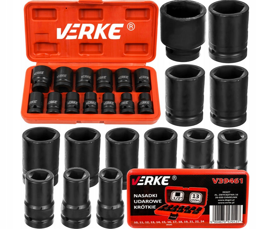 IMPACT CAPS 1/2 SHORT IMPACT WRENCH SOCKET SET 10-24MM STRONG!