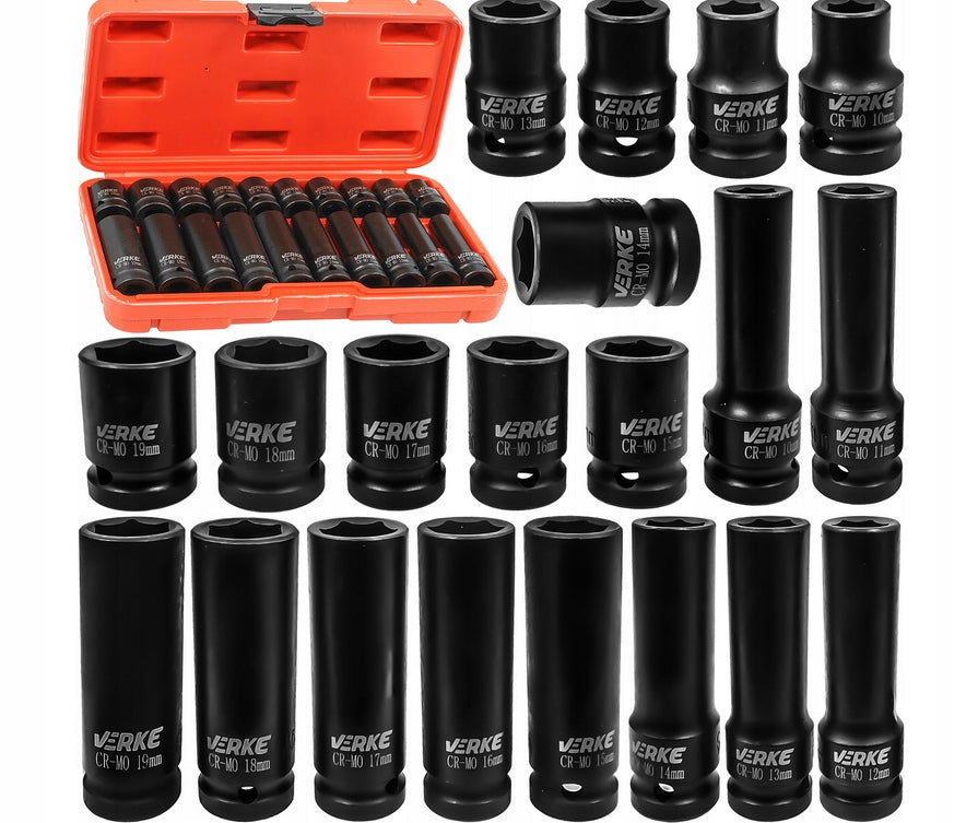 IMPACT CAPS 1/2 SHORT LONG IMPACT SOCKET WRENCH SET 10-19