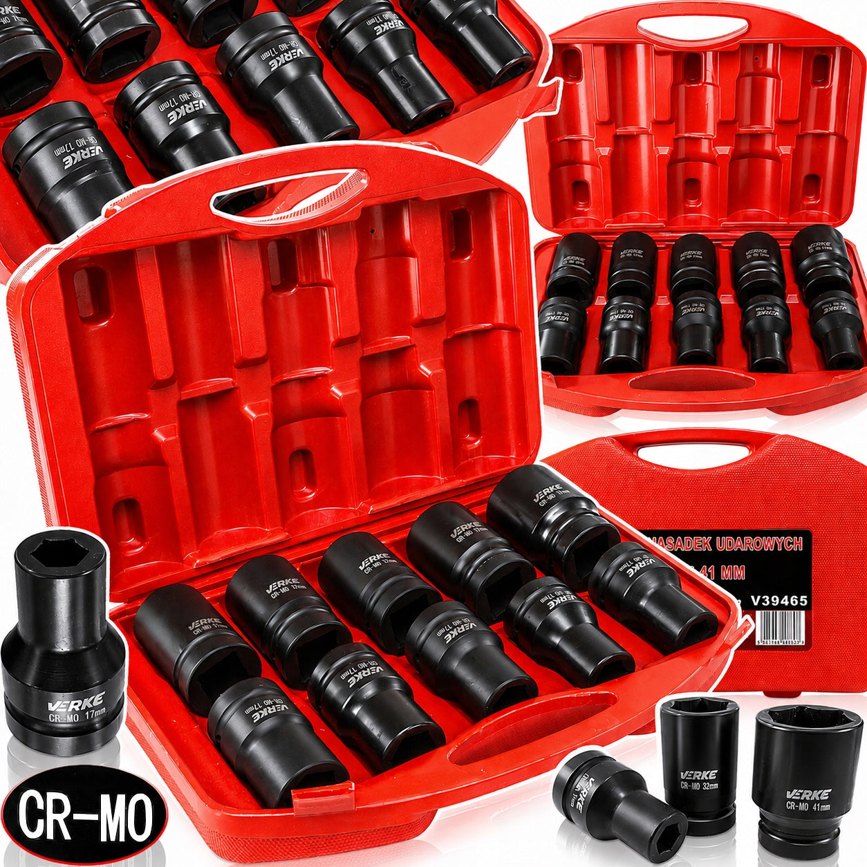 IMPACT CAPS 1" INCH SOCKET WRENCH IMPACT SOCKET SET 17-41MM