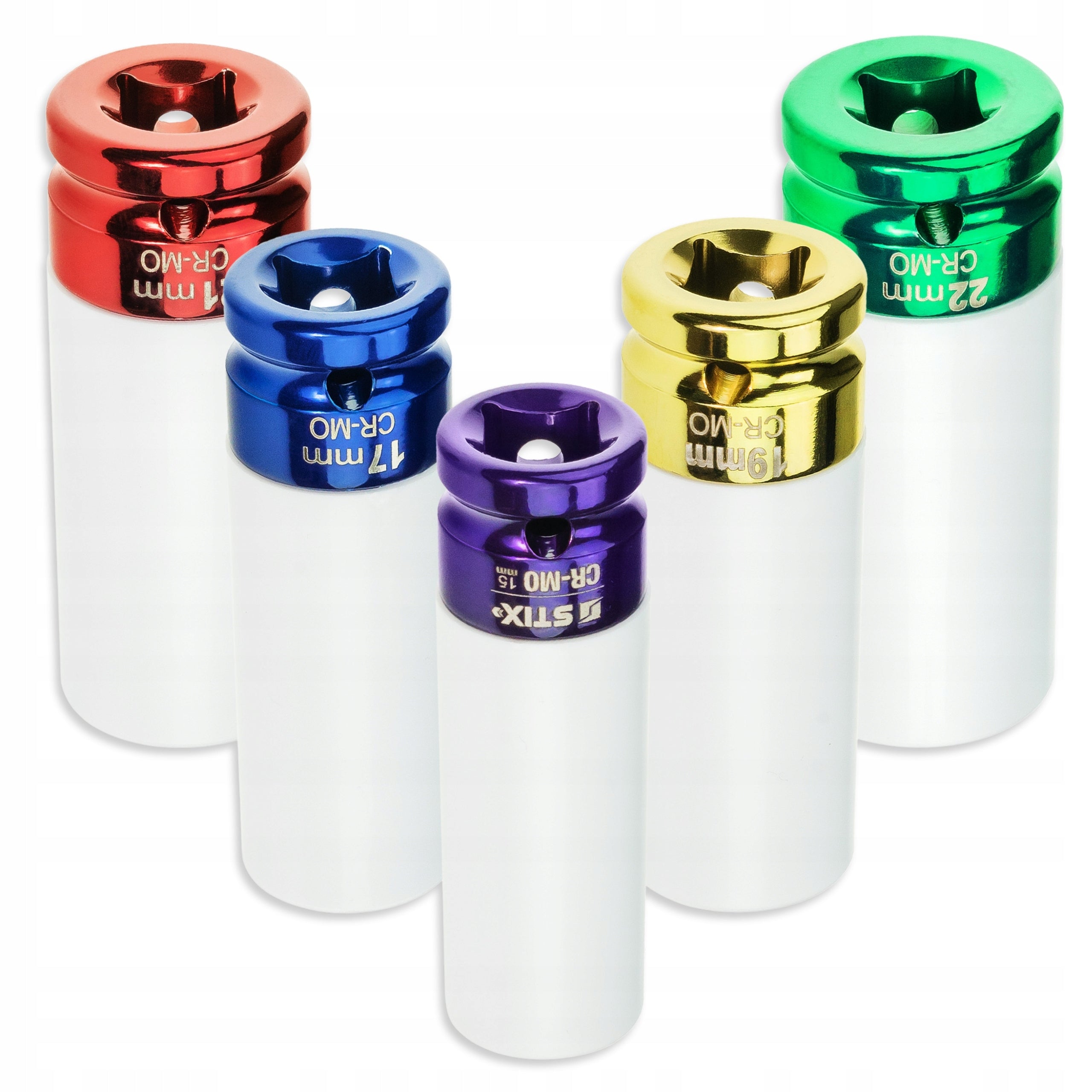 IMPACT CAPS FOR ALLOY WHEELS WITH COVER 15 17 19 21 22MM CR-MO 5pcs. Mounting 1/2"
