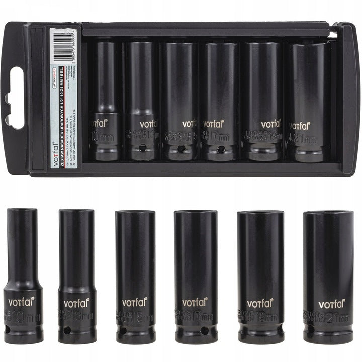 IMPACT CAPS IMPACT SOCKET SET 1/2 INCH 10 MM-21 MM 6-ANGLE 6 EL.