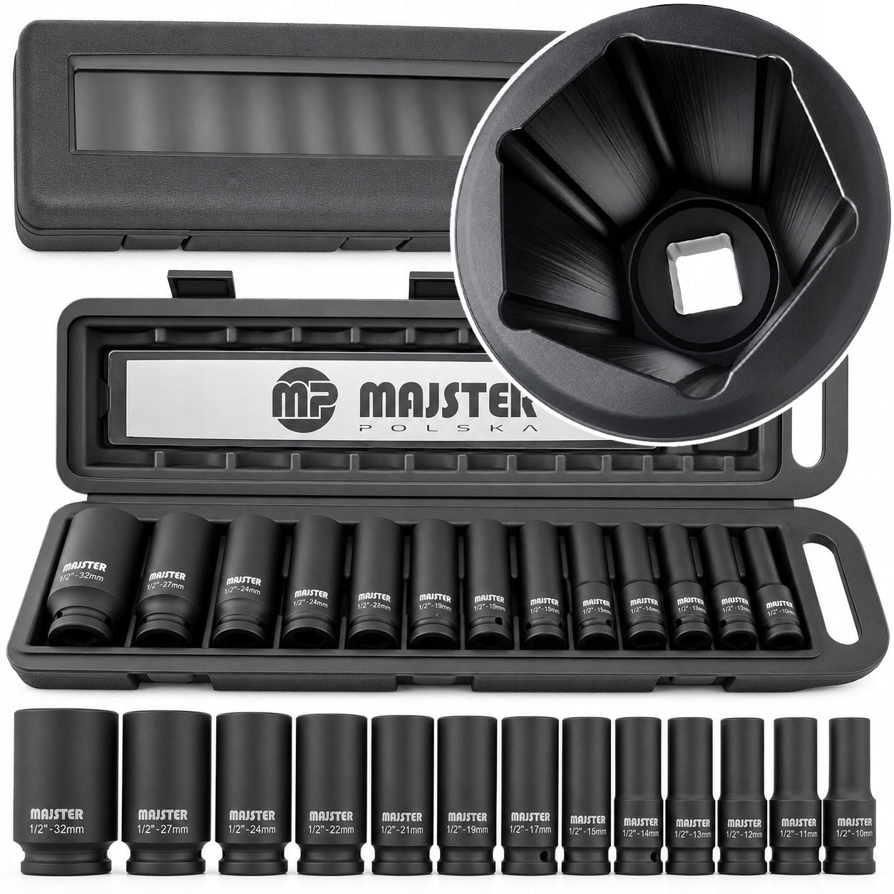 IMPACT CAPS IMPACT SOCKET SET 1/2 LONG 13EL 10-32MM MP0602