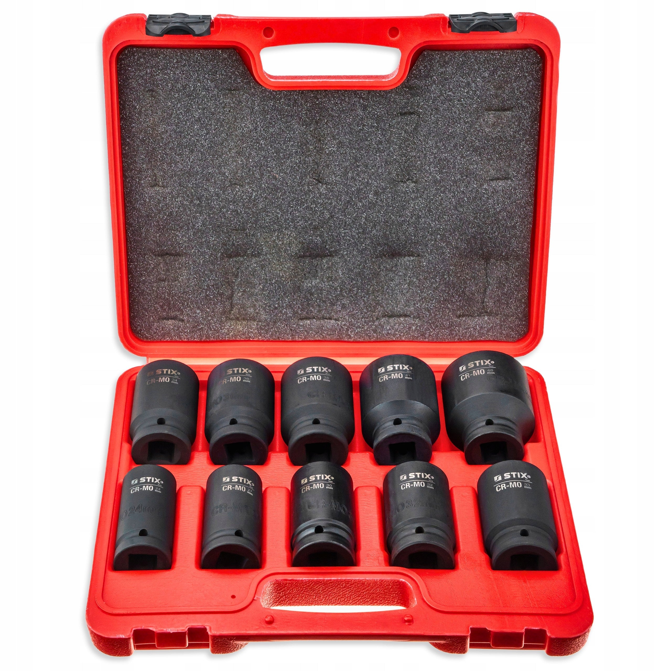 IMPACT CAPS SOCKET WRENCHES LONG 3/4 24-46MM CR-MO STIX SUITCASE 10PCS Manufacturer code 11-03-73433