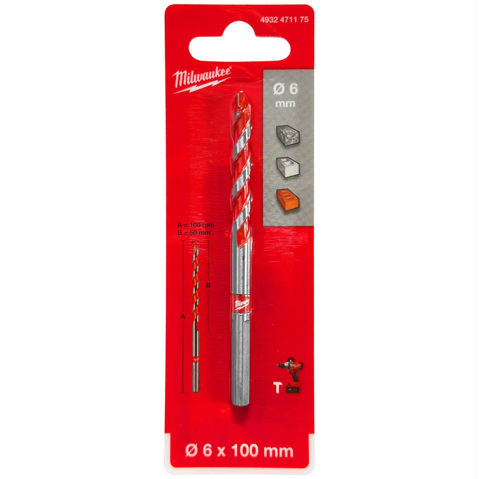 IMPACT DRILL BIT FOR PREMIUM CONCRETE 6x50/100mm MILWAUKEE 4932471175
