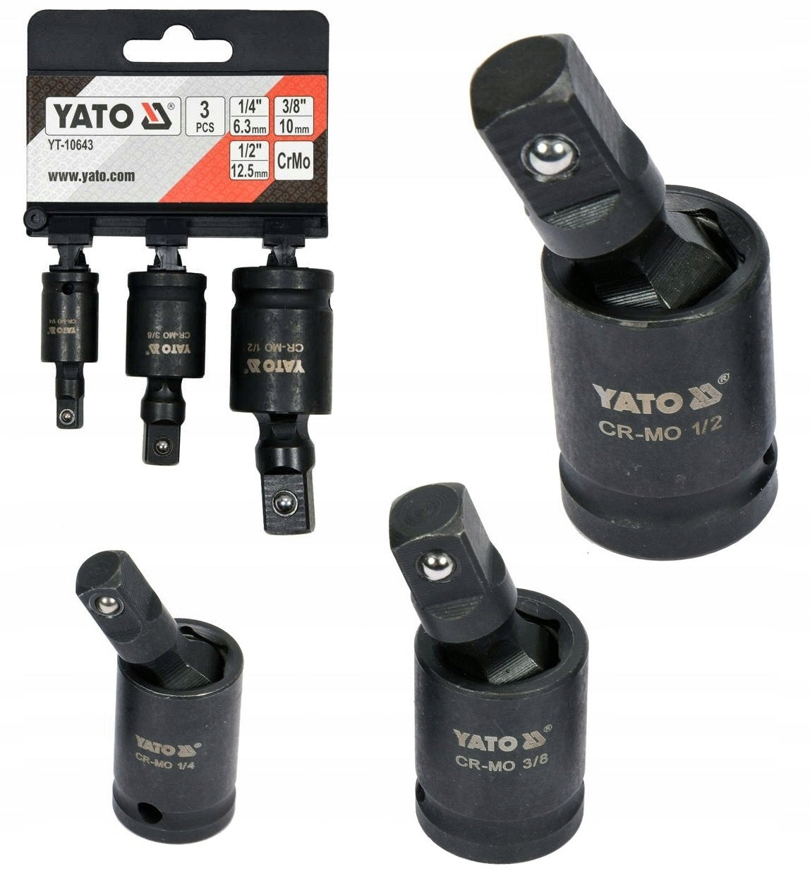 IMPACT JOINT SET 1/4" 3/8" 1/2 YT-10643 Mounting 1/4"