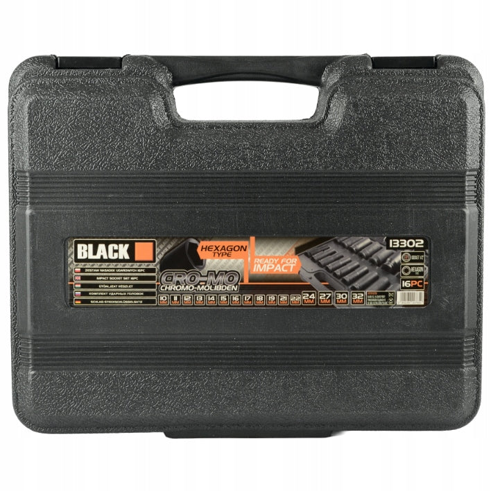 IMPACT SOCKET SET 1/2" 16 ELEMENTS 10-32MM CASE BLACK 13302 CRV Product weight with unit packaging 3.64 kg