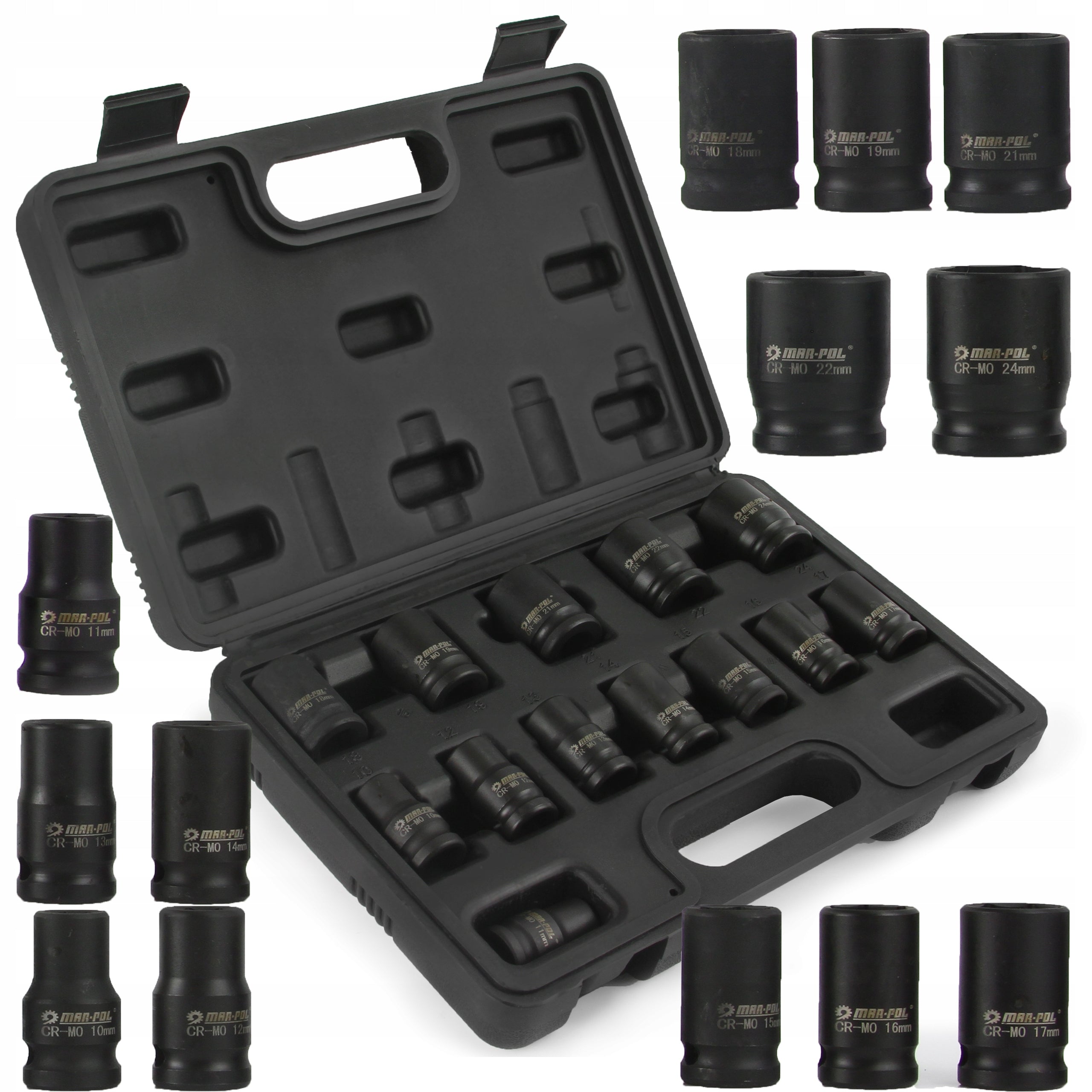 IMPACT SOCKET SET 10-24 IMPACT CAPS 1/2 IMPACT WRENCH SET
