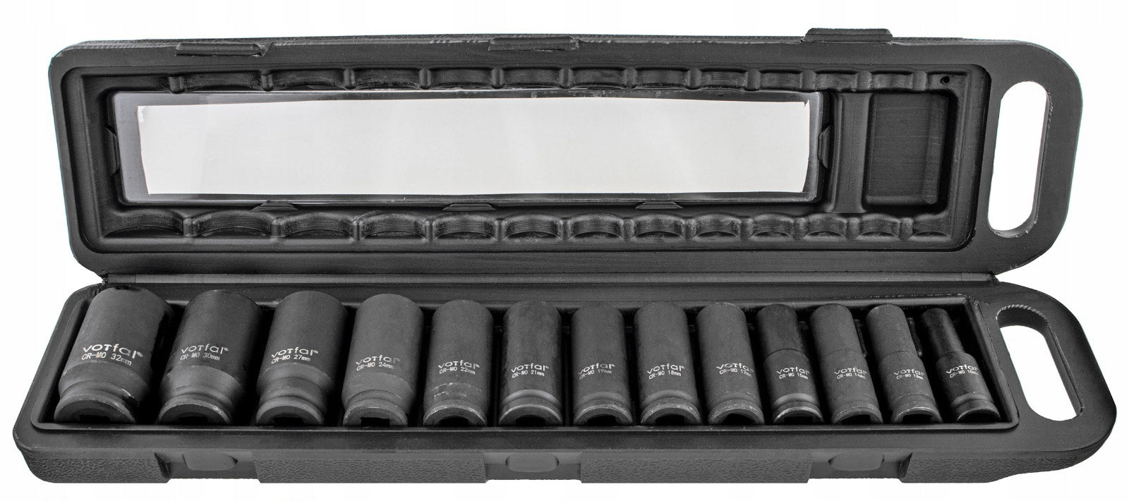 IMPACT SOCKET SET 10-32 IMPACT SOCKETS 1/2 STROKE 13 el SUITCASE Cr-Mo Product weight with unit packaging 3.378 kg