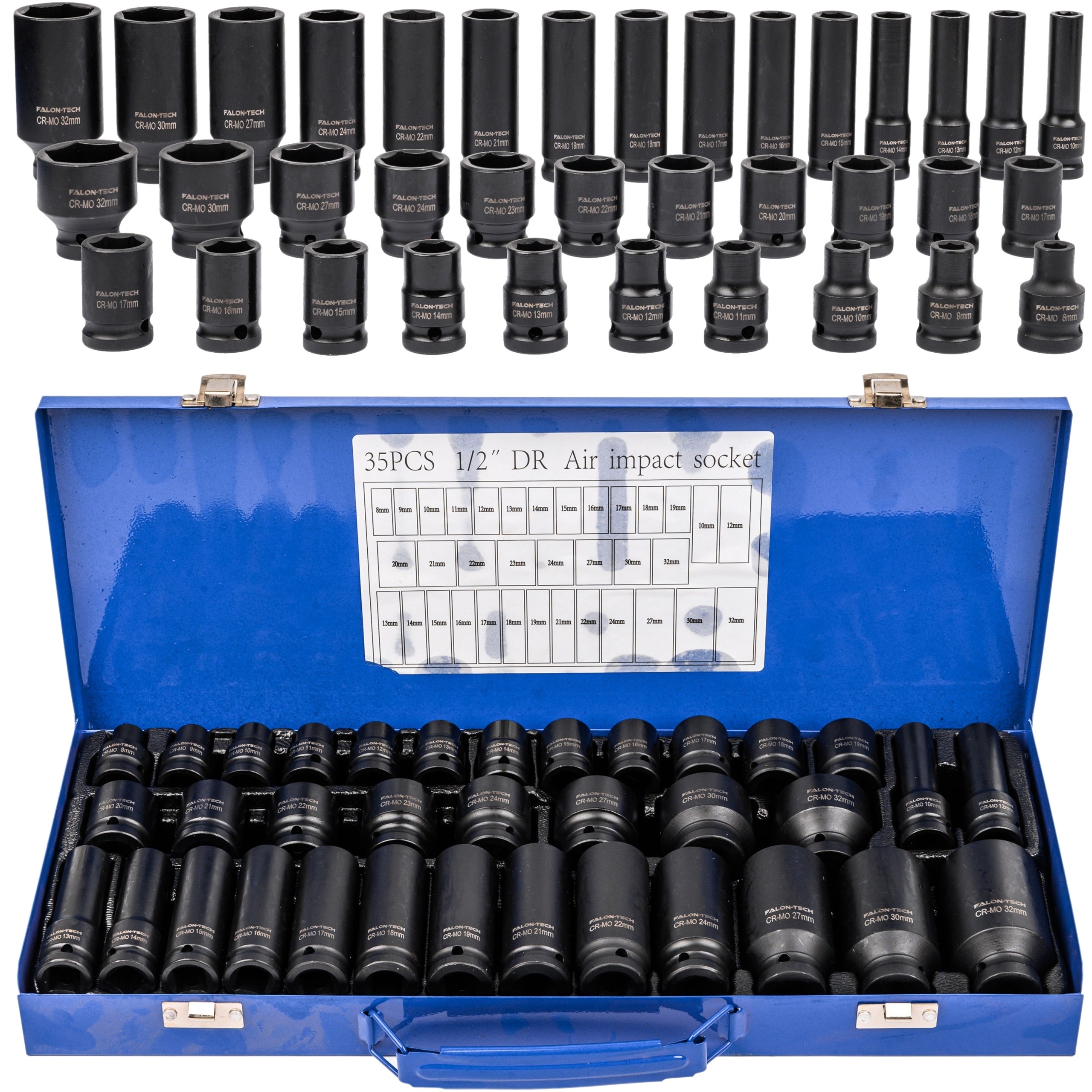 IMPACT SOCKET SET 8-32 IMPACT SOCKETS 1/2 FOR PNEUMATIC WRENCH 35s