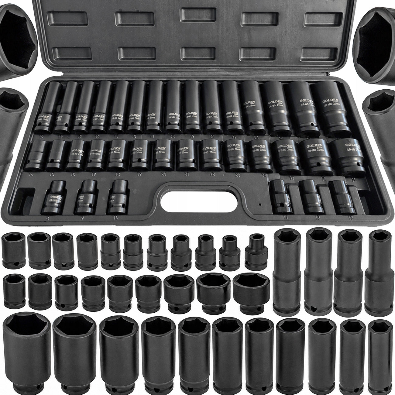 IMPACT SOCKET SET 8-32 IMPACT SOCKETS 1/2 STROKE 35 el SUITCASE Cr-Mo