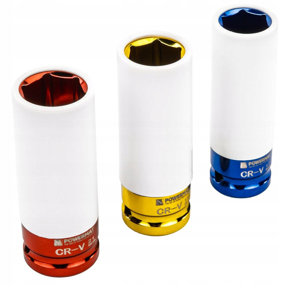 IMPACT SOCKET SET FOR ALLOY WHEELS 17/19/21 MM COLORFUL 3 PCS Product weight with unit packaging 0.75 kg