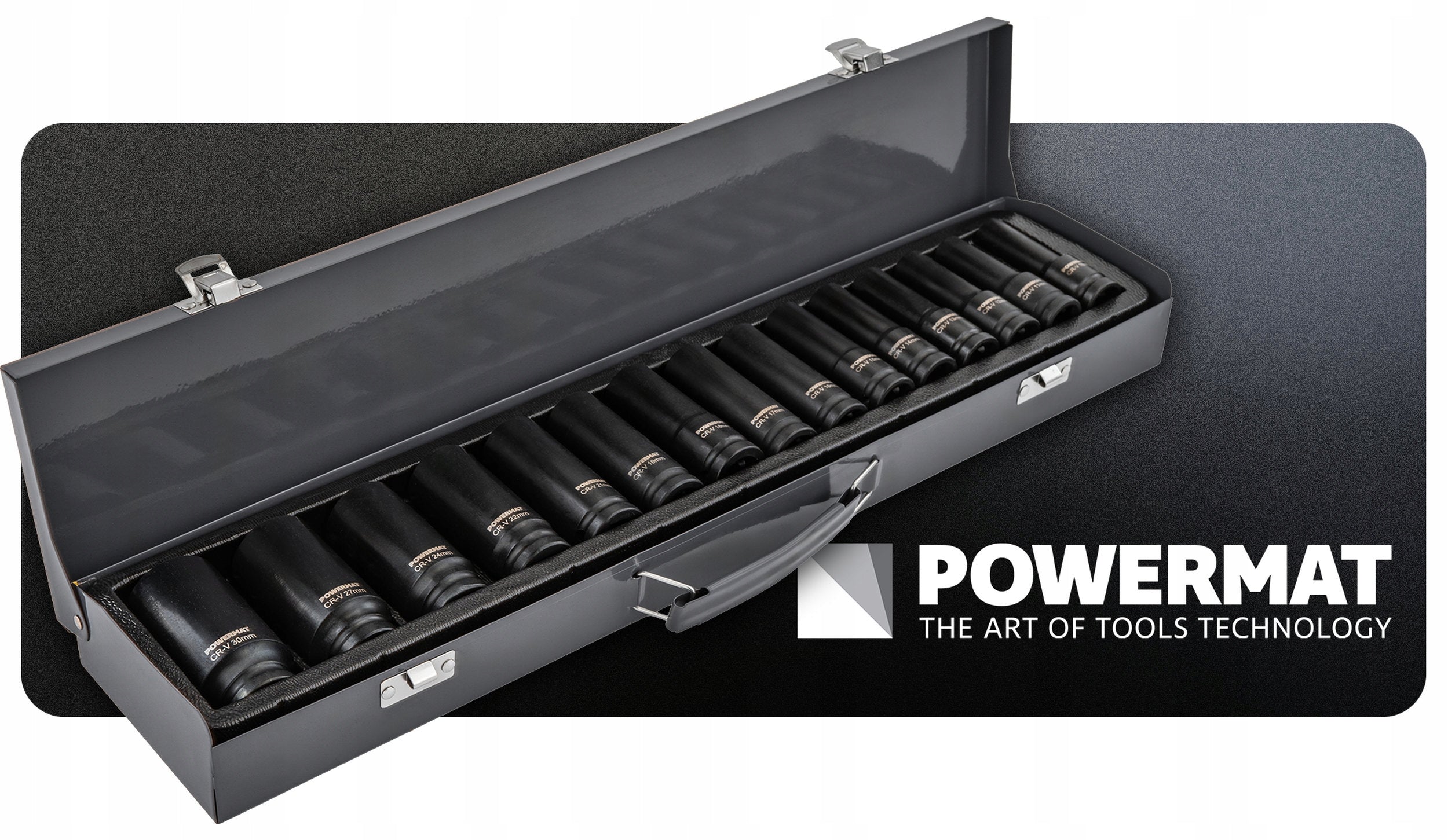 IMPACT SOCKET SET FOR KEYS 10-30MM HEX 15PCS 1/2" 78MM CRV CASE Product weight with unit packaging 4.1 kg