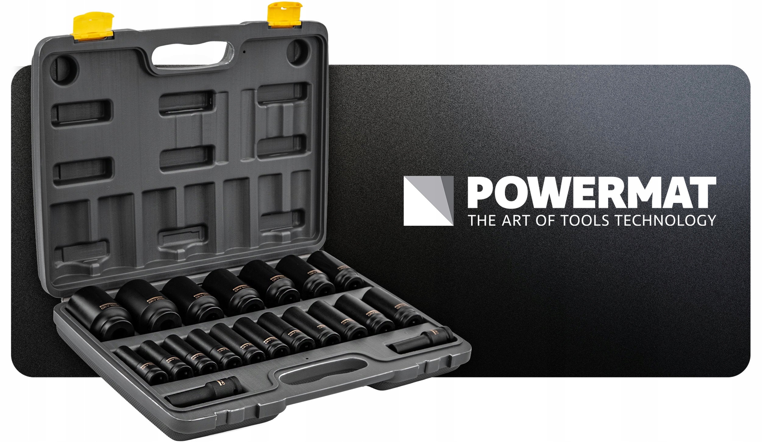 IMPACT SOCKET SET FOR KEYS 10-38MM HEX 20PCS 1/2" 78MM CRV CASE Product weight with unit packaging 6.35 kg