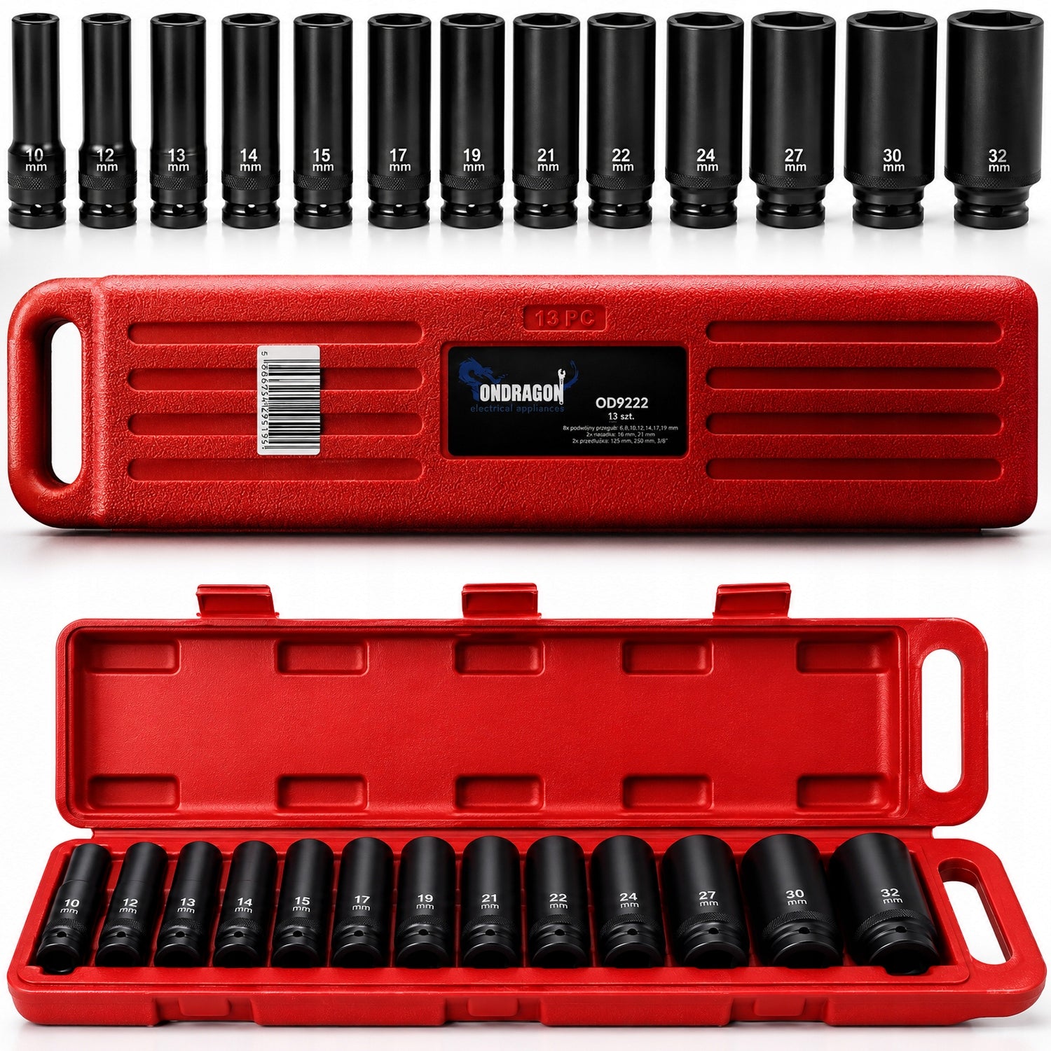 IMPACT SOCKET SET IMPACT SOCKET 13EL SUITCASE Cr-Mo PRO 10-32MM