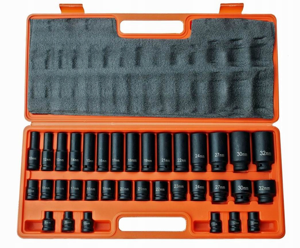 IMPACT SOCKETS 1/2" 8-32MM 6angle 35 pcs CR-MO SET RA-35KD