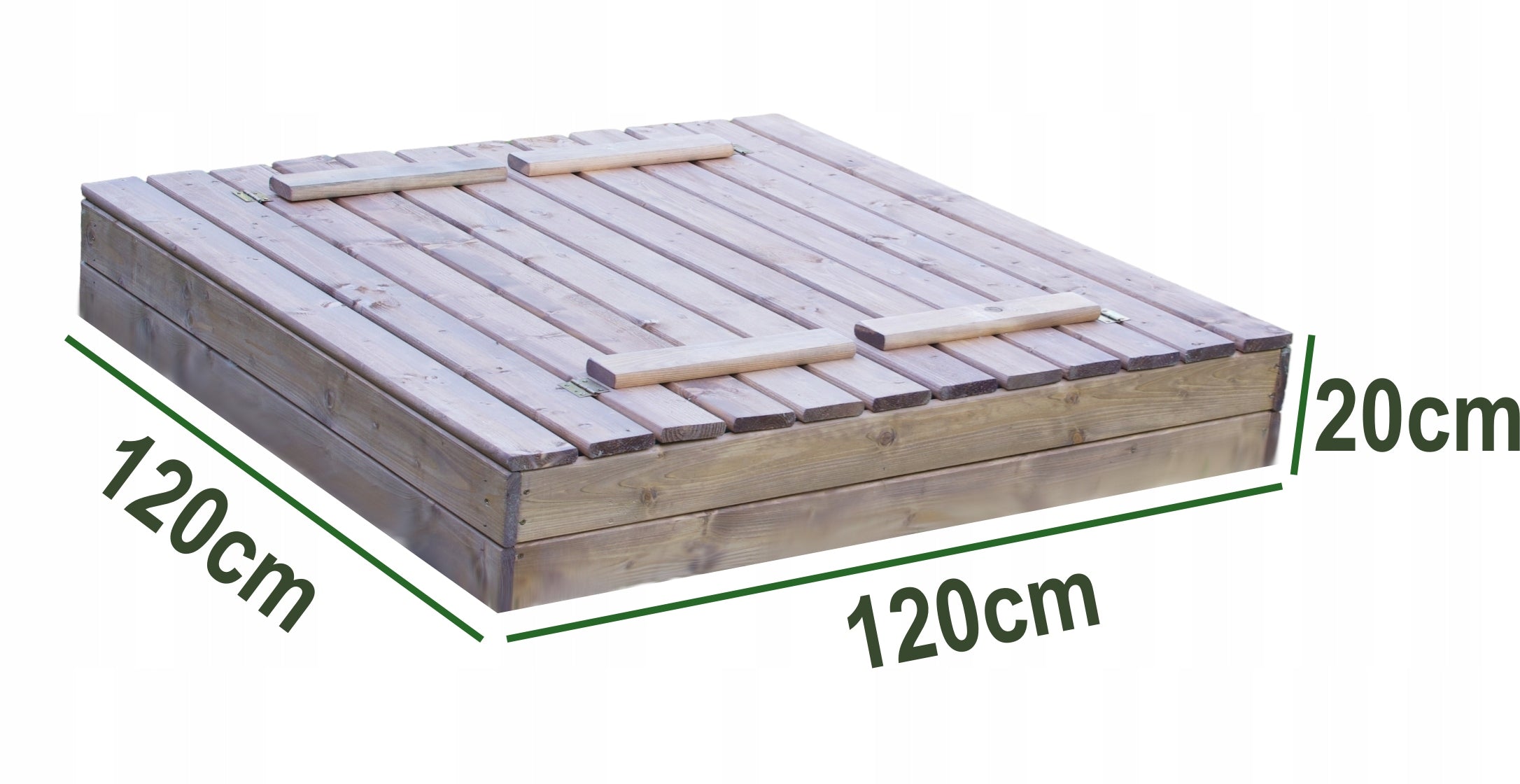 IMPREGNATED WOODEN SANDBOX, strong, lockable, benches, 120 cm + FREEBIES Color beige