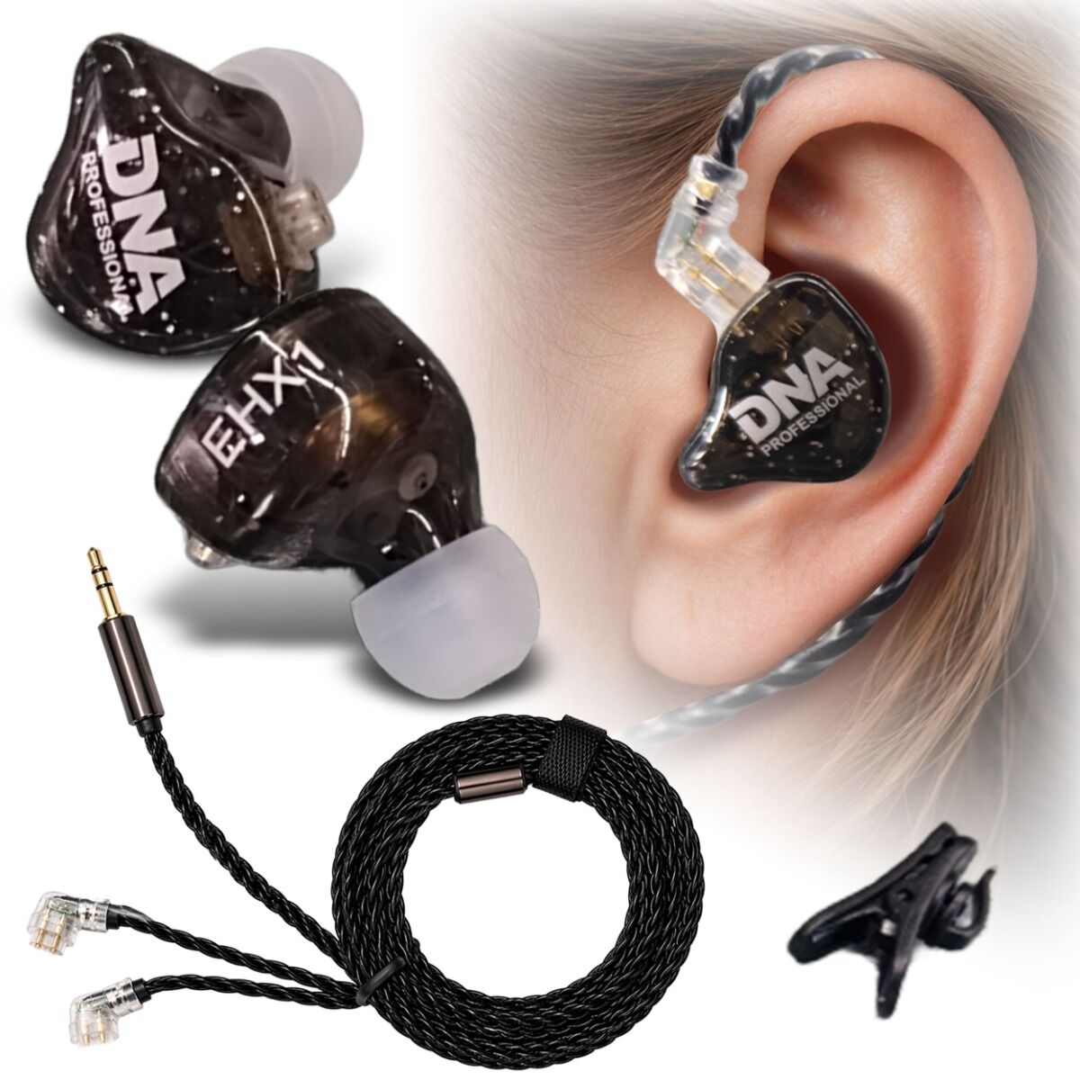 IN-EAR HEADPHONES IEM MONITOR 2-PIN DETACHABLE JACK CABLE 3,5 MM