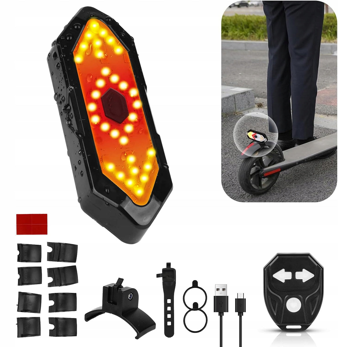 INDICATORS SIGNALING REAR LED REMOTE CONTROL LIGHTING FLASHER for Scooter Kind on the rear fender