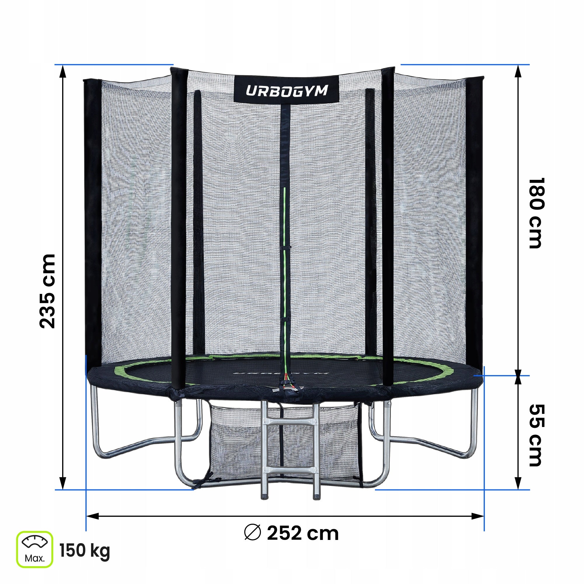 INDOOR GARDEN TRAMPOLINE FOR CHILDREN'S GARDEN 8 FT 252CM Brand Urbogym