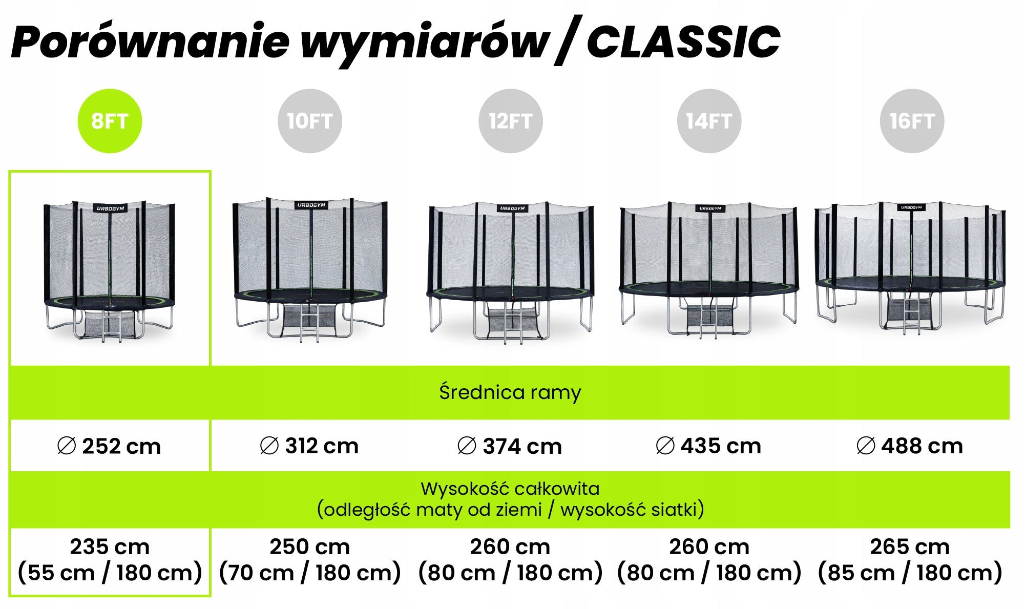 INDOOR GARDEN TRAMPOLINE FOR CHILDREN'S GARDEN 8 FT 252CM Total height 235 cm