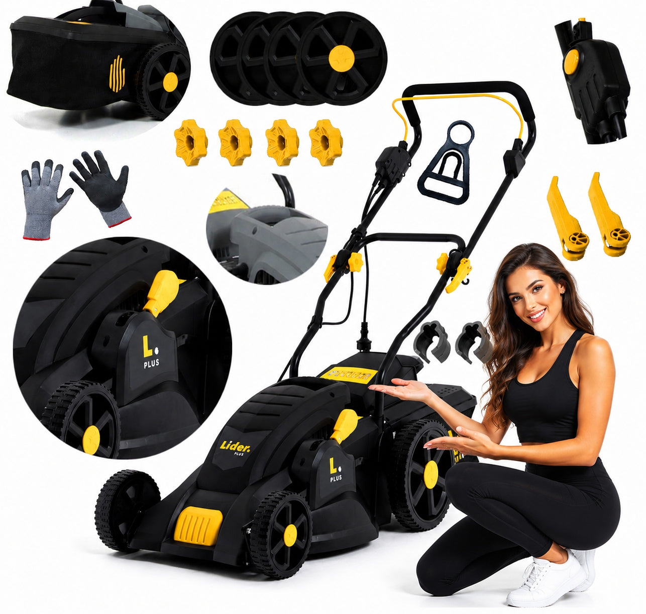 INDUCTION ELECTRIC LAWN MOWER 38cm BASKET 40L STRONG 2600 W ew MAX