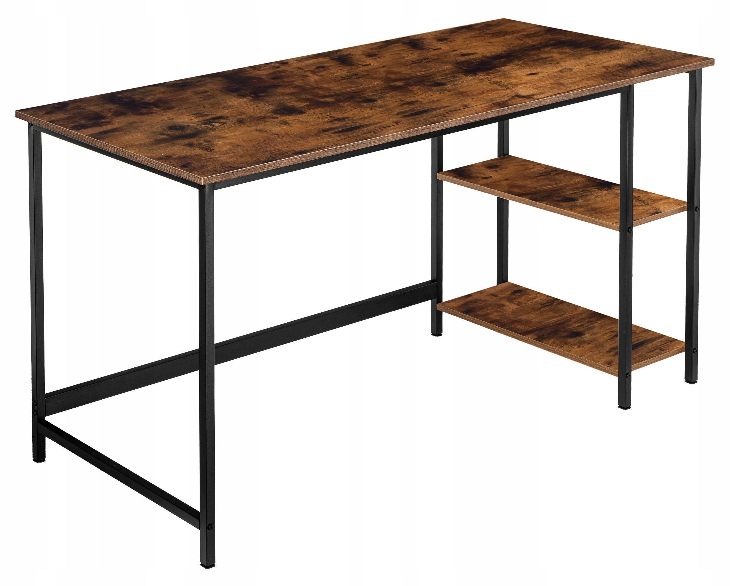 INDUSTRIAL COMPUTER LOFT DESK WITH SHELVES LARGE TABLE FOR HOME OFFICE
