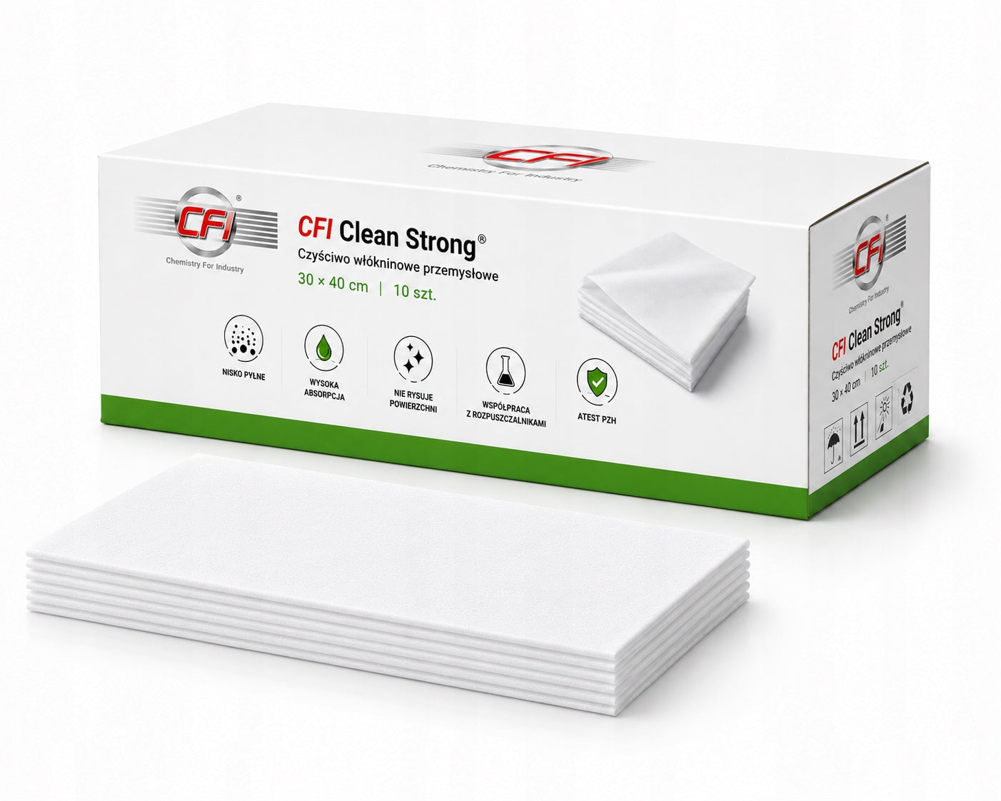 INDUSTRIAL DUST-FREE NONWOVEN CLEANER 68g/m 30x40cm 10pcs CFI