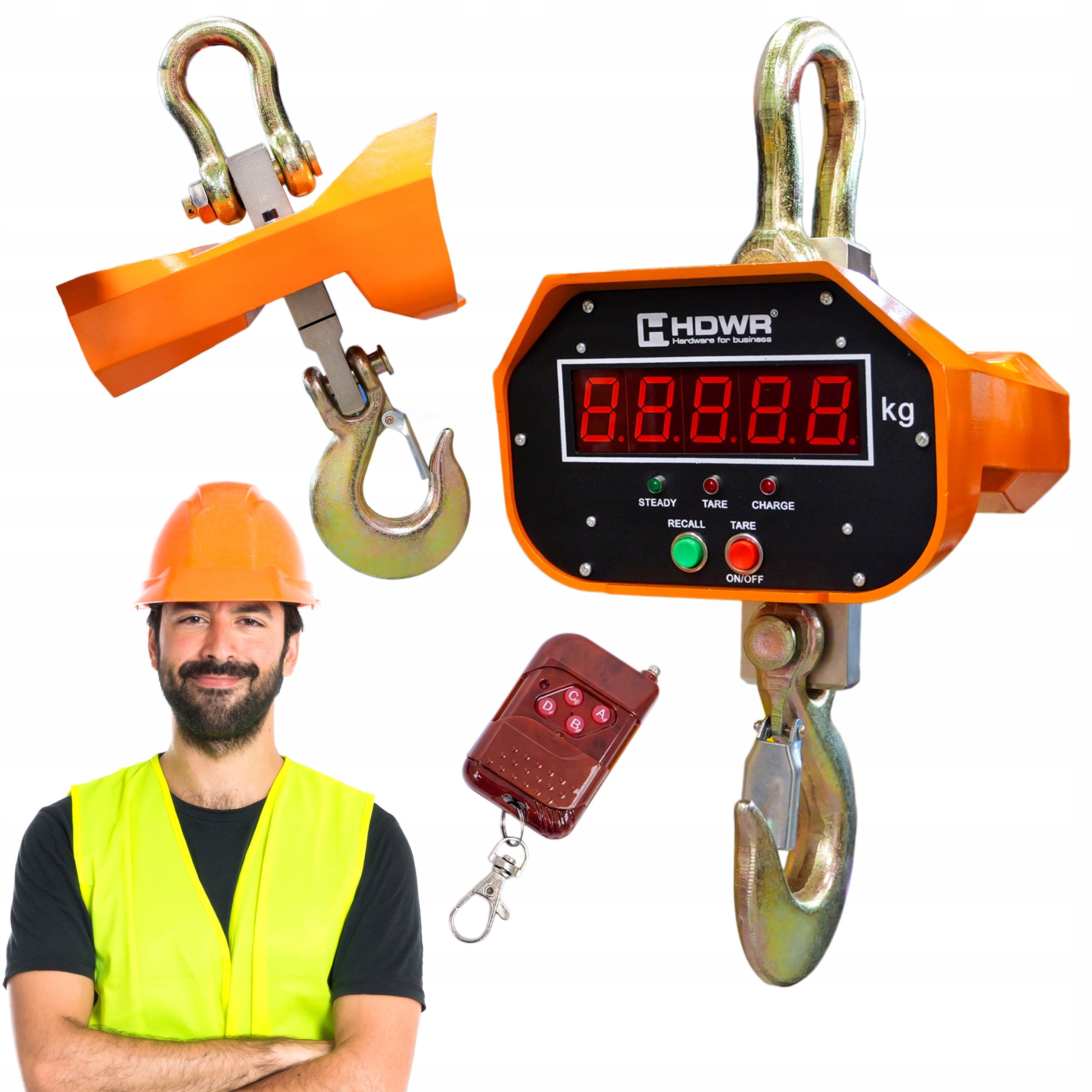 INDUSTRIAL HOOK SCALE UP TO 5 TONS WITH REMOTE CONTROL HANGING 5000 KG WIRELESS