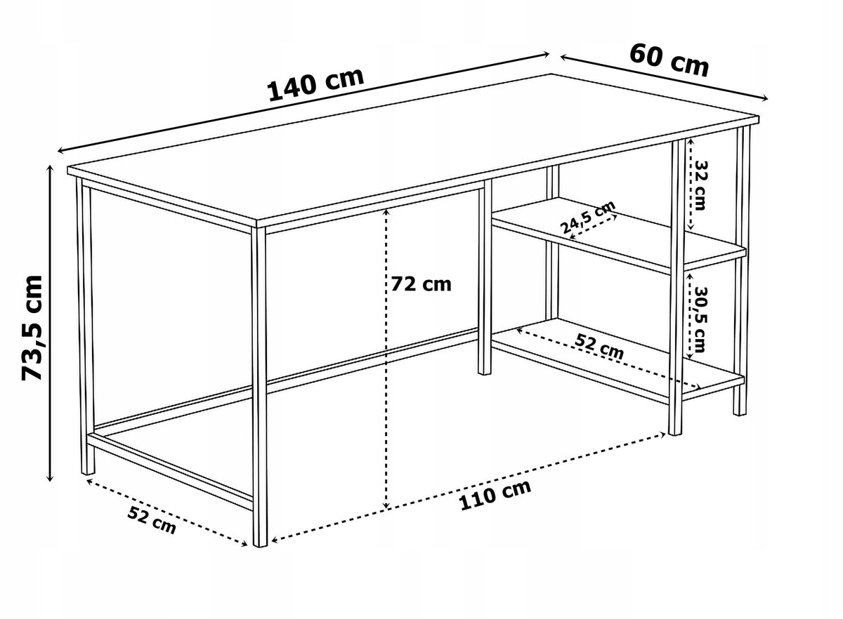 INDUSTRIAL METAL LOFT DESK 2 SHELVES MODERN OAK EAN (GTIN) 5905523068252