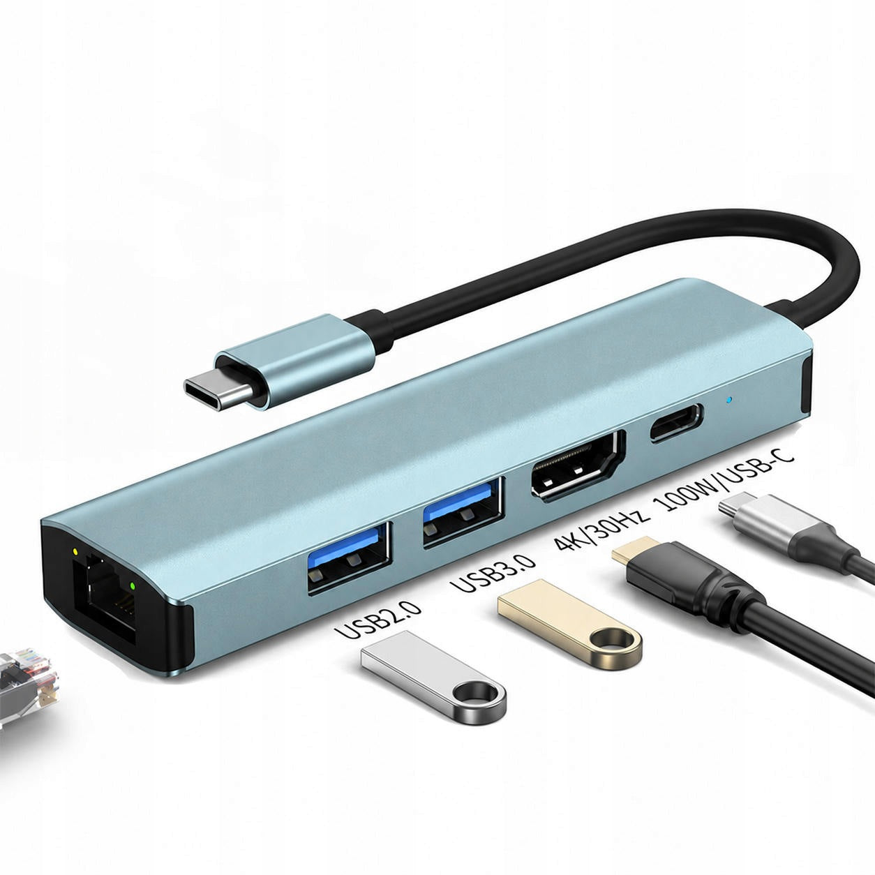 INF 5-in-1 Docking Station with HDMI 4K, PD 100W and Gigabit Ethernet