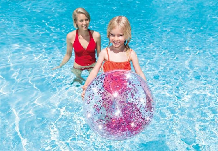INFLATABLE BALL WITH GLITTER PINK 51 CM POOL Color pink
