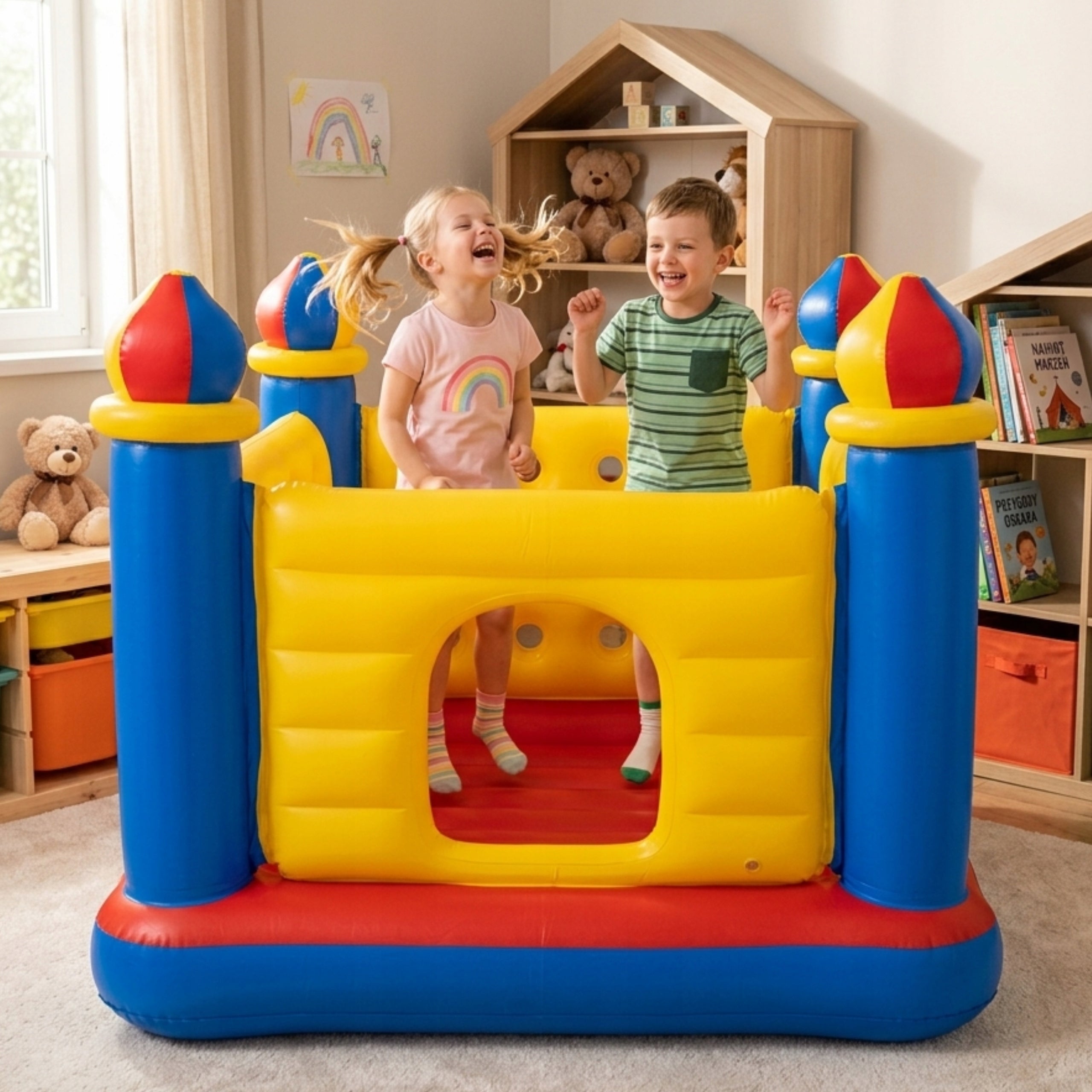 INFLATABLE CASTLE for Kids Safe Children's Trampoline for Garden and Home Brand no brand