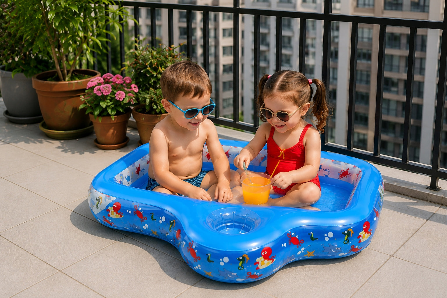 INFLATABLE CHILDREN'S POOL 3 CHAMBERS WATER SAND 86x72 GARDEN PVC Manufacturer code BASEN PROSTOKĄT
