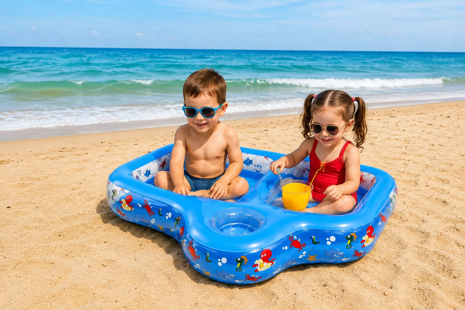 INFLATABLE CHILDREN'S POOL 3 CHAMBERS WATER SAND 86x72 GARDEN PVC Packaging status original