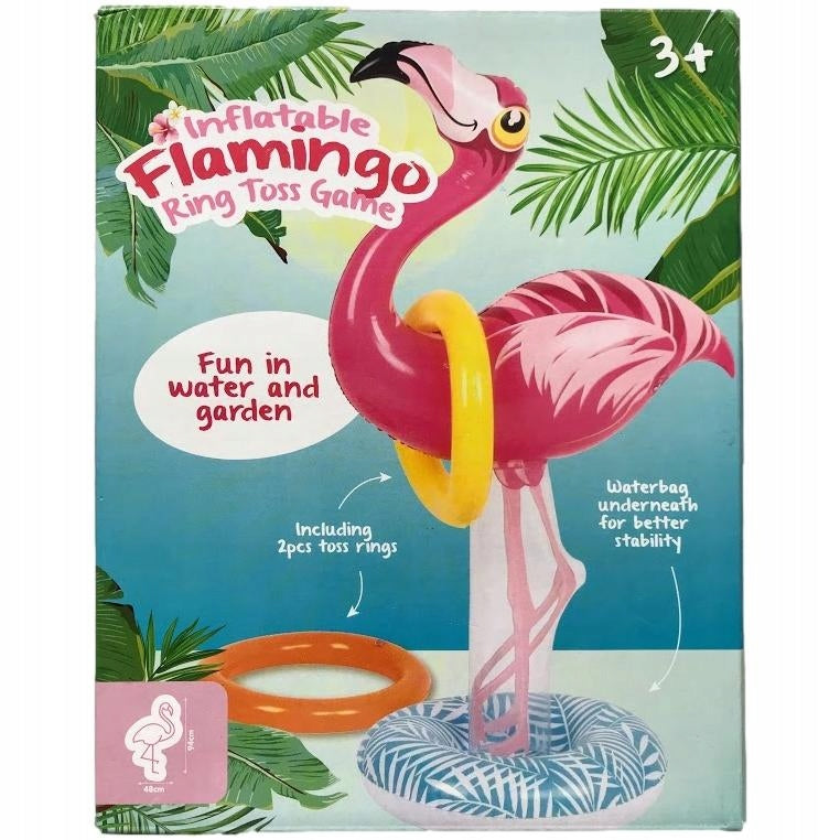 INFLATABLE FLAMINGO ARCADE GAME THROWING RINGS 94 cm x 48 cm Manufacturer code DMUCHANY FLAMING GRA ZRĘCZNOŚCIOWA RZUCANIE