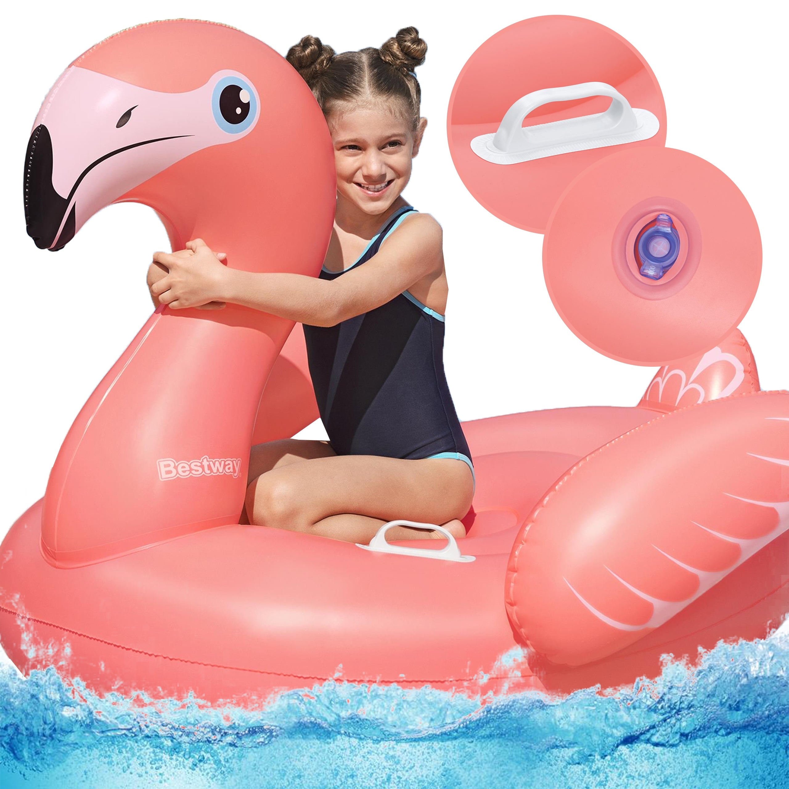 INFLATABLE FLAMINGO MATTRESS FOR SWIMMING POOL BEACH 138x107cm BESTWAY 41525 Brand Bestway