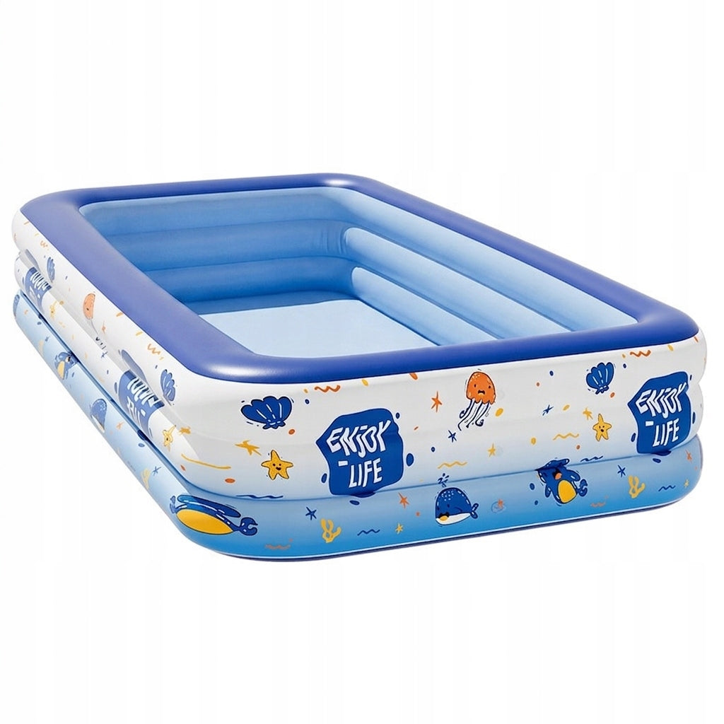 INFLATABLE GARDEN POOL FOR CHILDREN RECTANGULAR 140x90x50cm + PATCH Packaging status original