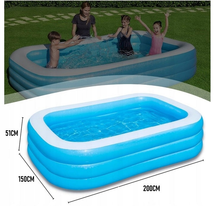INFLATABLE GARDEN POOL LARGE FAMILY FOR CHILDREN 200x150 BLUE 450L Manufacturer code BASEN DMUCHANY OGRODOWY