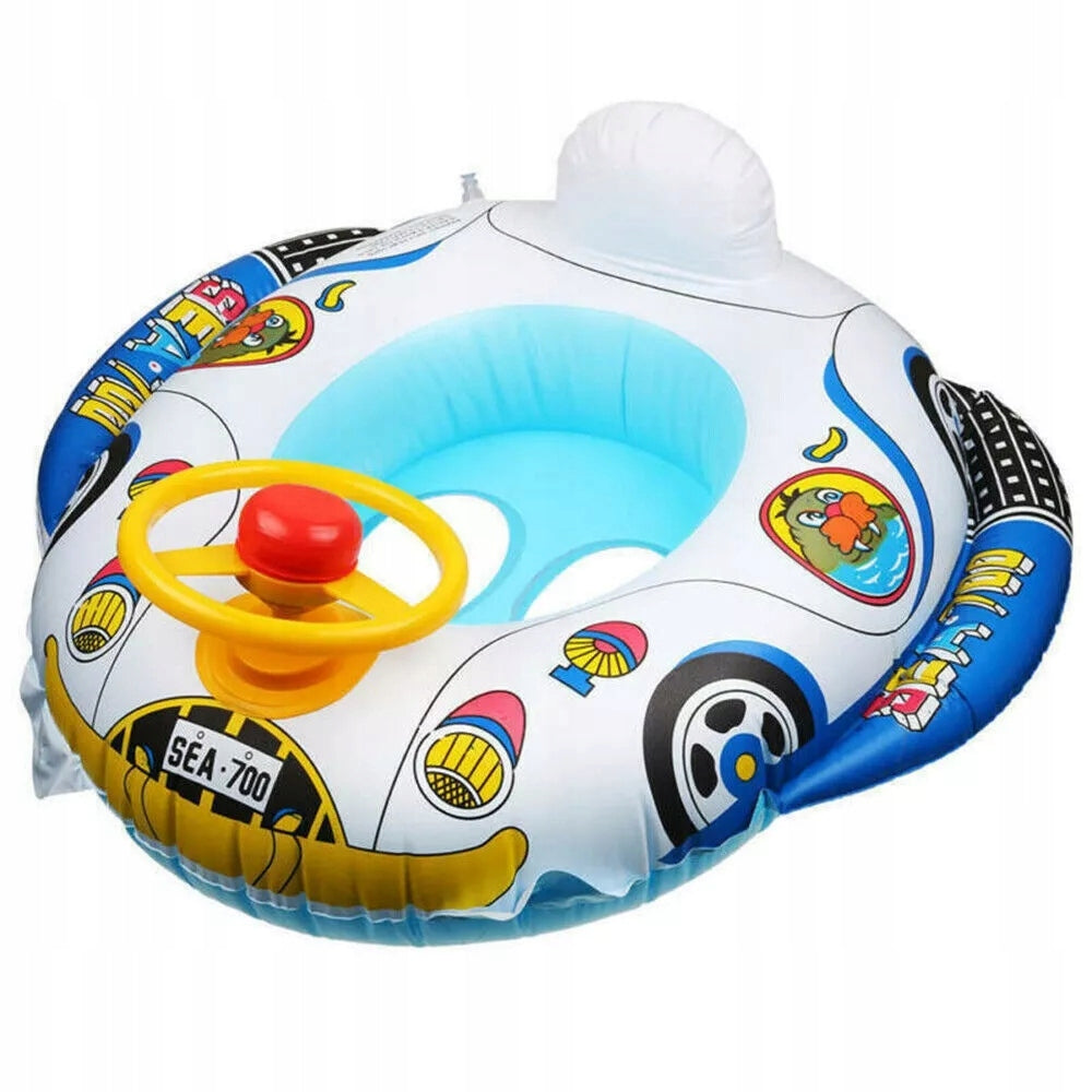 INFLATABLE LIFEBUOY WITH STEERING WHEEL AND HORN FOR KIDS PVC