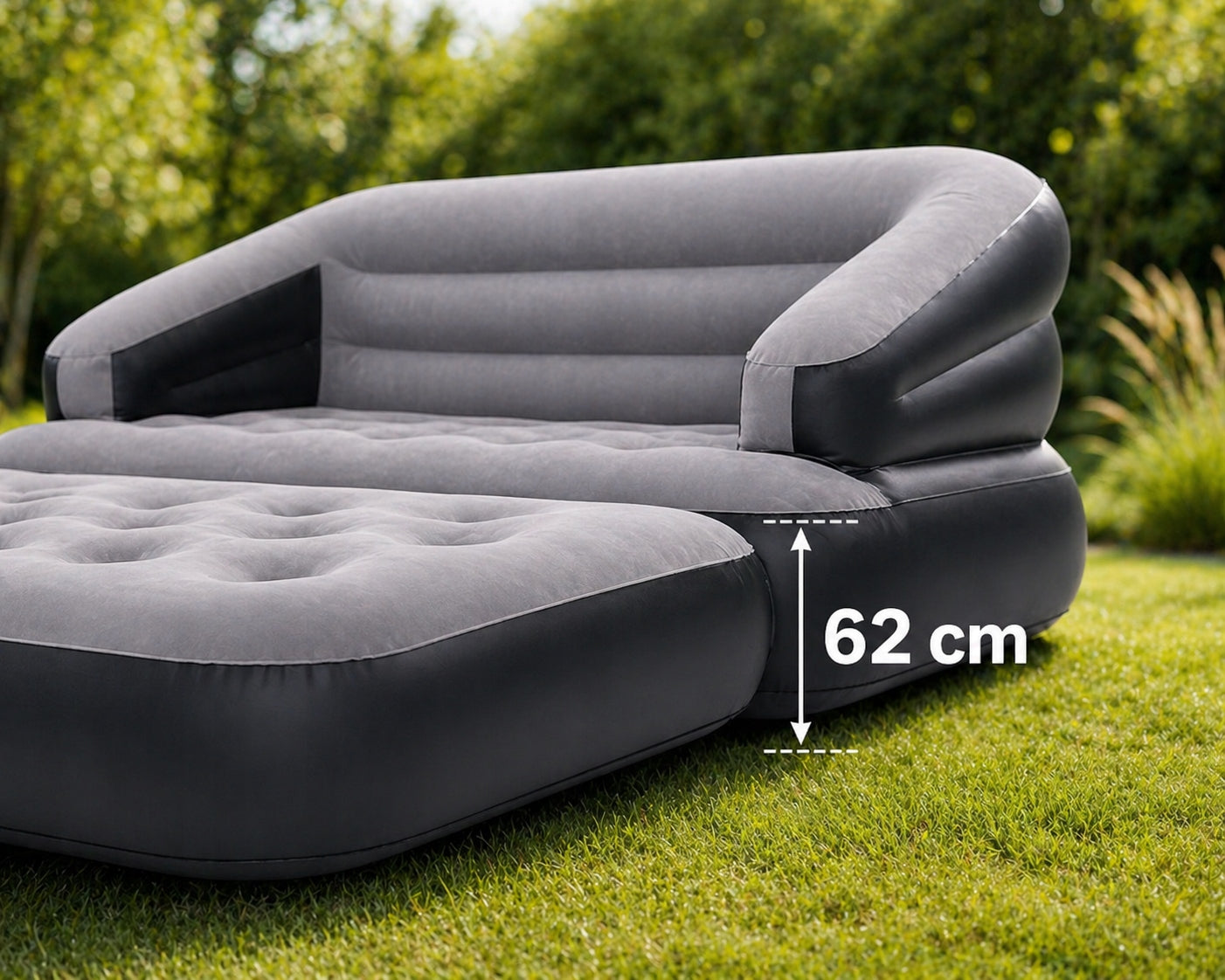INFLATABLE MATTRESS 2 SEATER GARDEN SOFA 198x138x62 GREY FOR PLOT DEPARTURE Manufacturer code MATERAC OGRODOWY SZARY DMUCHANY 2 OSOBOWY