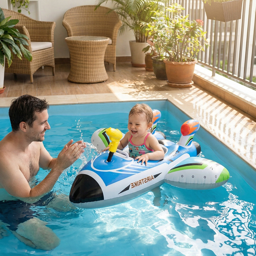 INFLATABLE MATTRESS AIRPLANE POOL TOY WITH WATER GUN 108*105CM Manufacturer code 7786786